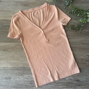 GAP Women's Ribbed Short Sleeve Henley